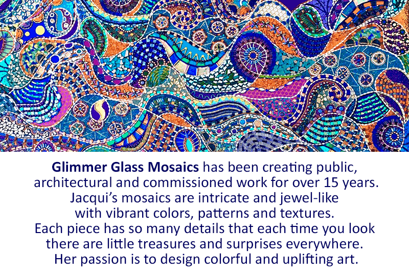 Glimmer Glass Mosaics has been creating public, architectural and commissioned work for over 15 years. 